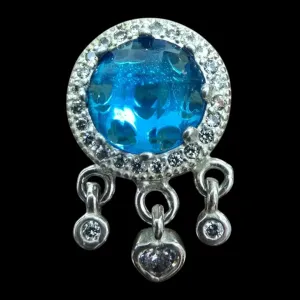 PINGENTE BERLOQUE ESPAÇADOR CRISTAL AZUL BORDA ZIRCONIA
