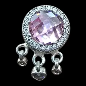 PINGENTE BERLOQUE ESPAÇADOR CRISTAL ROSA BORDA ZIRCONIA