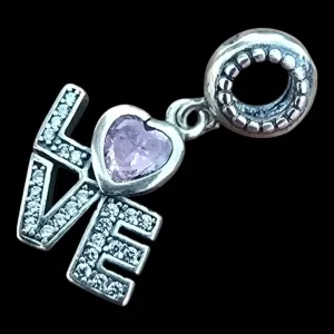 PINGENTE BERLOQUE  LOVE CRISTAL ROSA