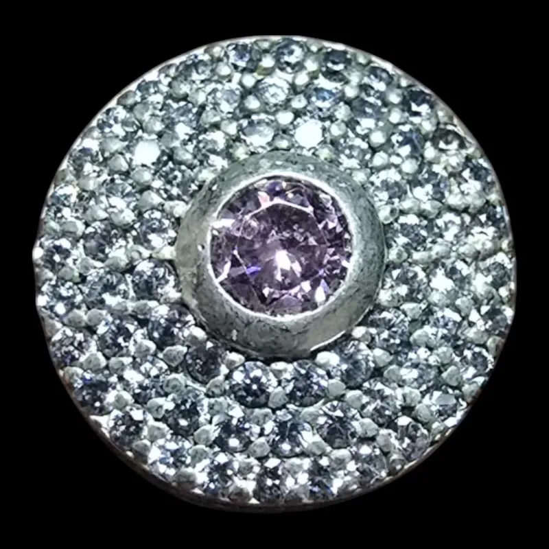 PINGENTE BERLOQUE PONTO DE LUZ CRISTAL ROSA CRAVEJADO ZIRC