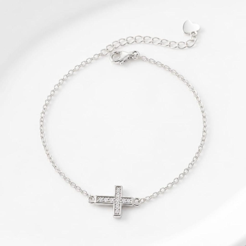 PULSEIRA PINGENTE CRUZ CRAVEJADO