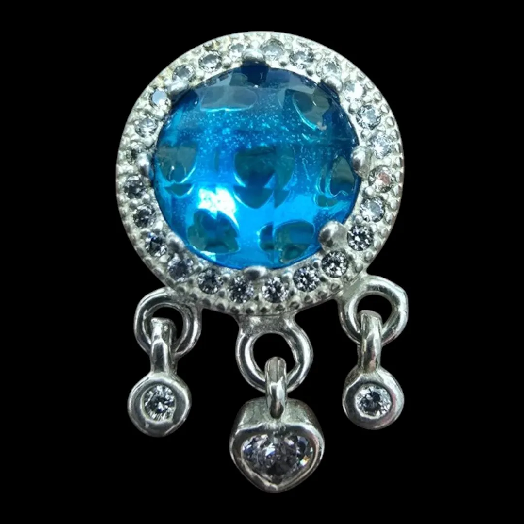 PINGENTE BERLOQUE ESPAÇADOR CRISTAL AZUL BORDA ZIRCONIA
