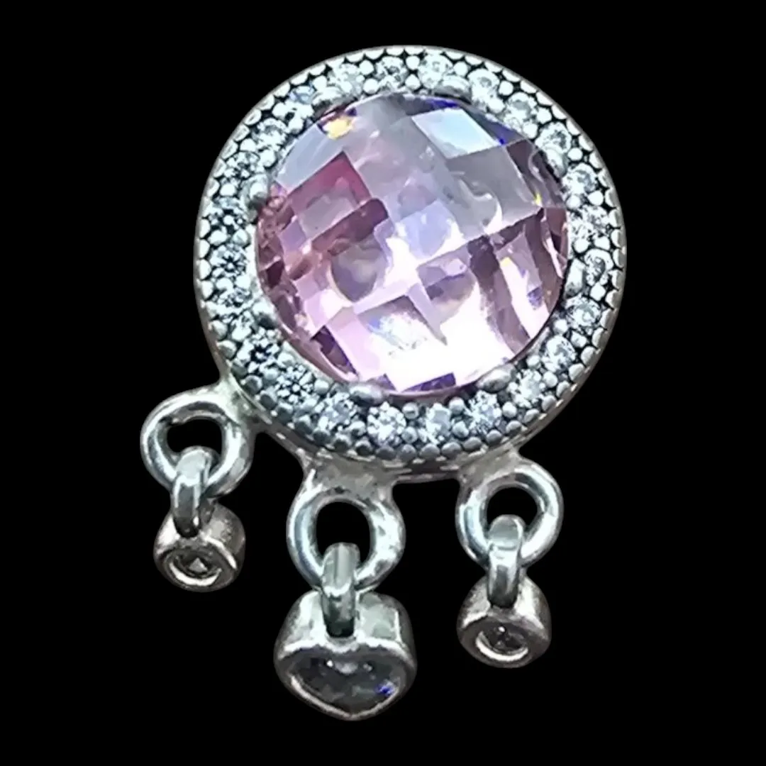 PINGENTE BERLOQUE ESPAÇADOR CRISTAL ROSA BORDA ZIRCONIA