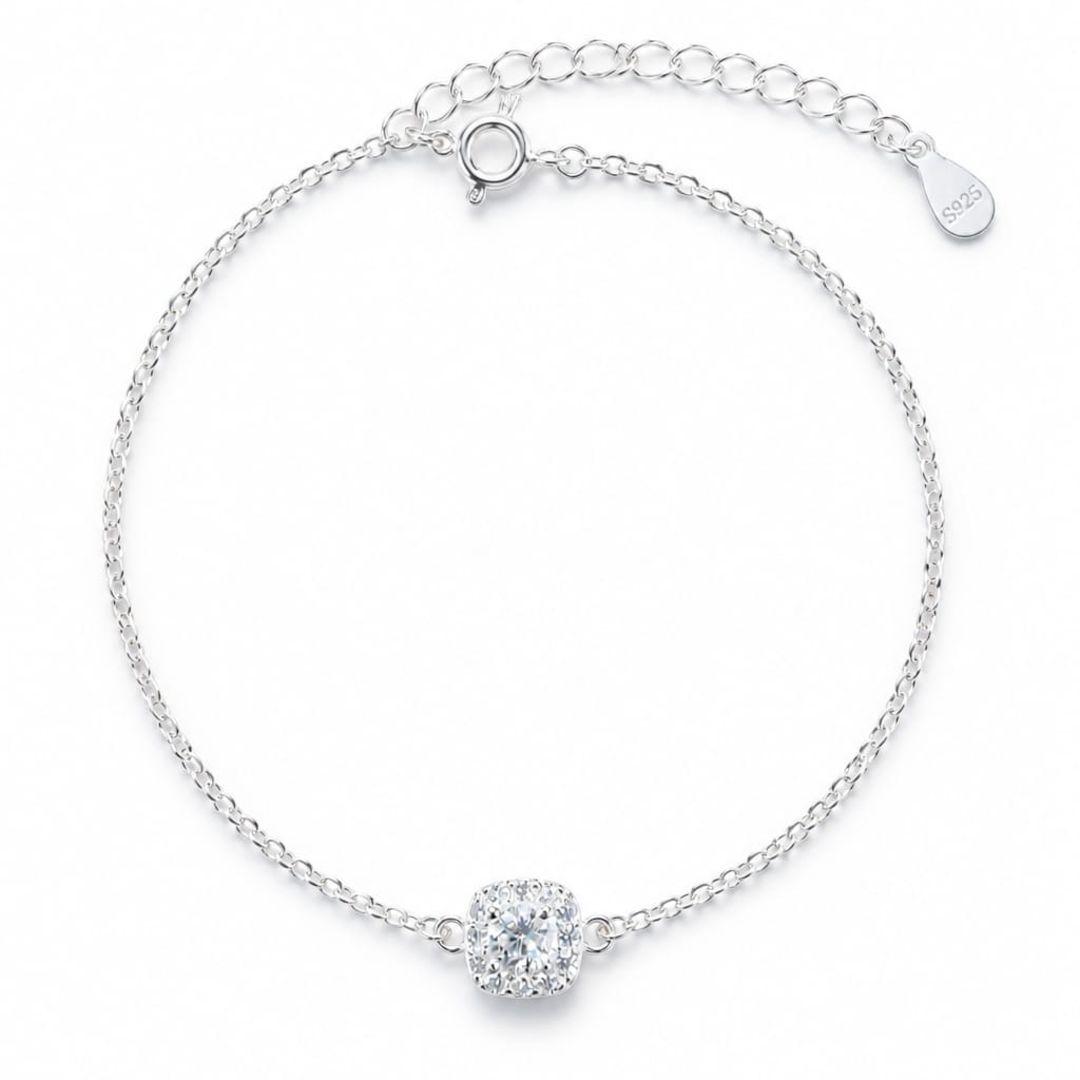 PULSEIRA PINGENTE QUADRADO CRAVEJADO